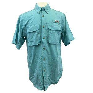 Bimini Bay Fishing Mens S Turquoise Blue Green S/S Button Shirt